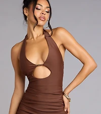 Gorgeously Sultry Halter Cutout Mini Dress