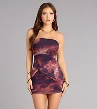 Twist And Tease Mesh Mini Dress