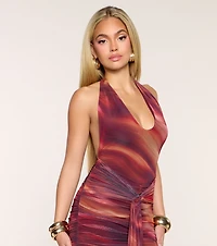 On Your Mind Abstract Print Mesh Mini Dress
