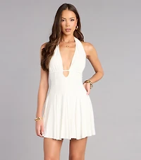 All This Allure Strappy Halter A-Line Skater Dress