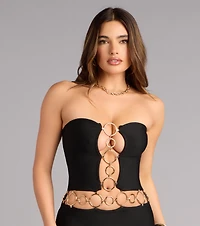 All Eyes Locked Hoop Bandage Mini Dress