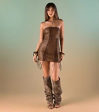 Main Event Energy Faux Leather Mini Dress