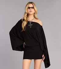 Effortlessly Extra Off-The-Shoulder Mini Dress