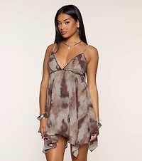 Miss Me Yet Abstract Babydoll Mini Dress