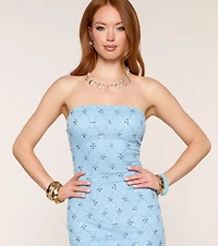 Catch Compliments Beaded Strapless Mini Dress