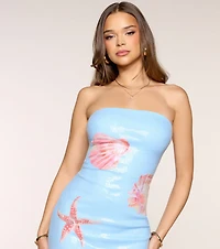 Seas The Day Tropical Sequin Mini Tube Dress