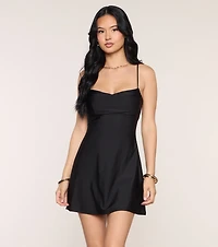 Sleek Sophistication A-Line Pleated Mini Dress