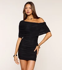 Polished And Sculpted Mesh Mini Dress