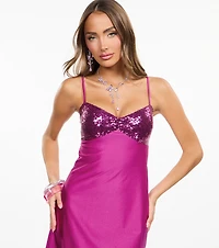 Glamorous Sequin Bust A-Line Mini Dress