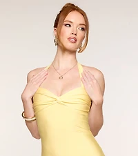 Golden Hour Agenda Halter Bodycon Mini Dress