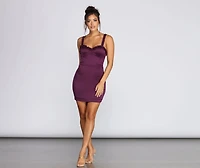 Satin Sweetheart Ruffle Mini Dress