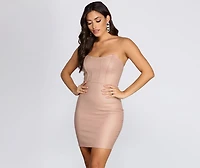 Sleeveless Faux Leather Scoop Mini Dress