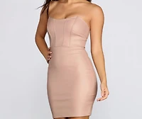 Sleeveless Faux Leather Scoop Mini Dress