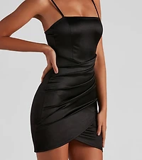 Wrapped Stylish Satin Mini Dress