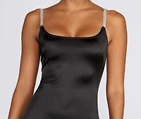 Adore Me Rhinestone Satin Mini Dress