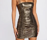 Metallic Magic Ruched Mini Dress