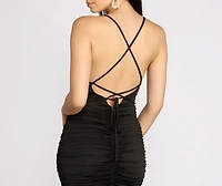 Ruching Back Strappy Mini Dress