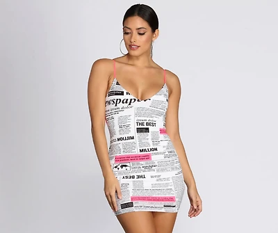 All Knit Together Newspaper Mini Dress