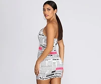 All Knit Together Newspaper Mini Dress