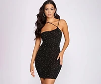Sparkle Of My Eye Heat Stone One Shoulder Mini Dress
