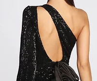 One Sided Sequin Shoulder Mini Dress