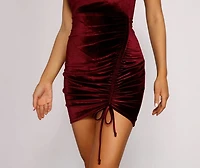 Velvet Stunner Ruched Mini Dress