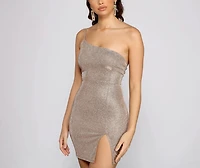 Glittery Babe One Shoulder Mini Dress