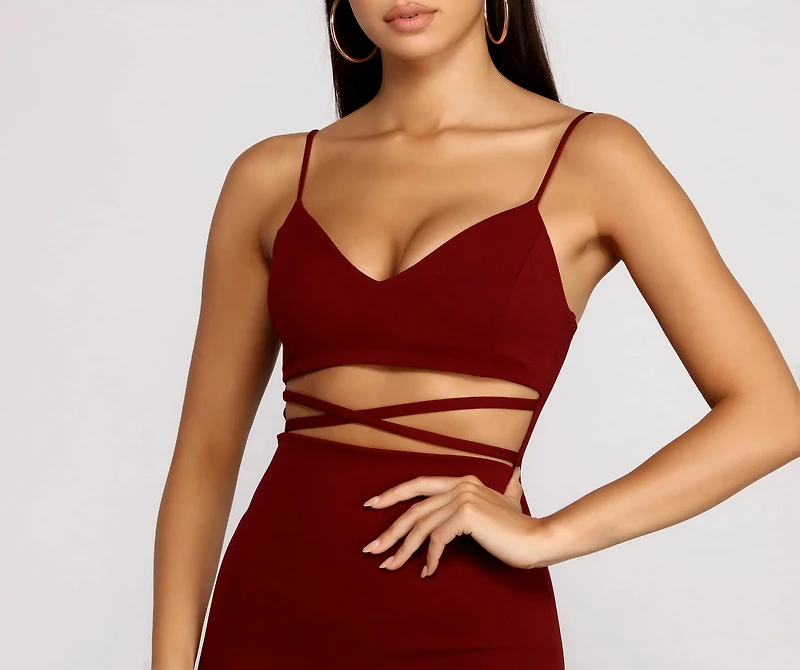 Go All Out Waist Cut Crepe Mini Dress