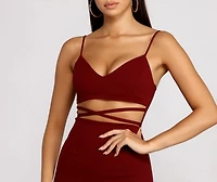 Go All Out Waist Cut Crepe Mini Dress