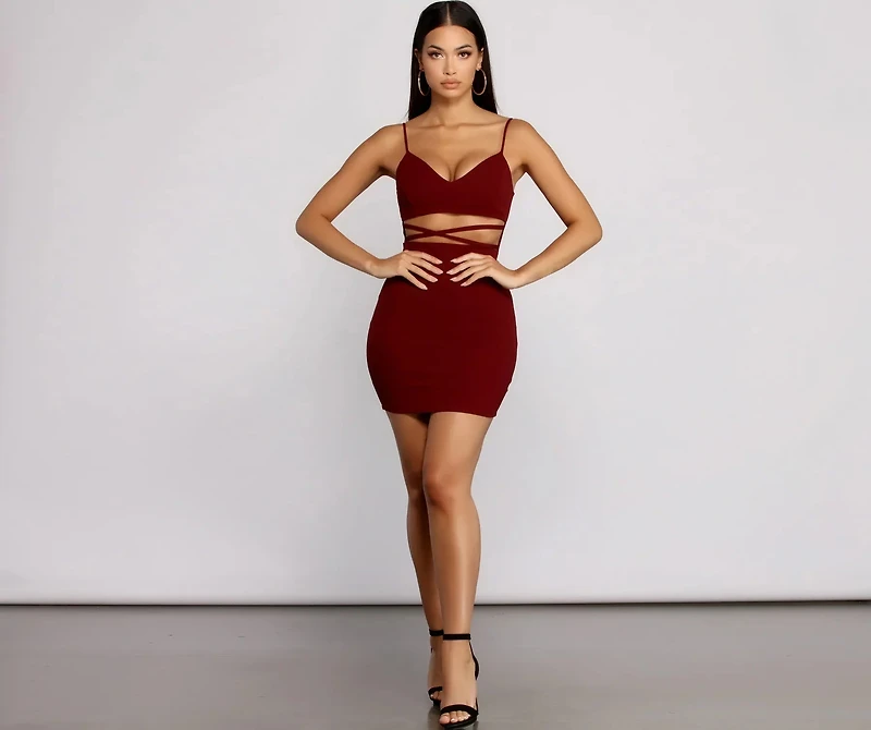 Go All Out Waist Cut Crepe Mini Dress
