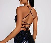 Sassy Lace-Up Sequin Mini Dress