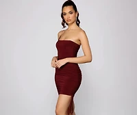Heart Of Glam Ruched Knit Mini Dress