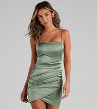 Wrapped Stylish Satin Mini Dress