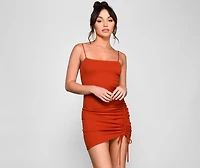 Check on Em' Sleeveless Ruched Mini Dress
