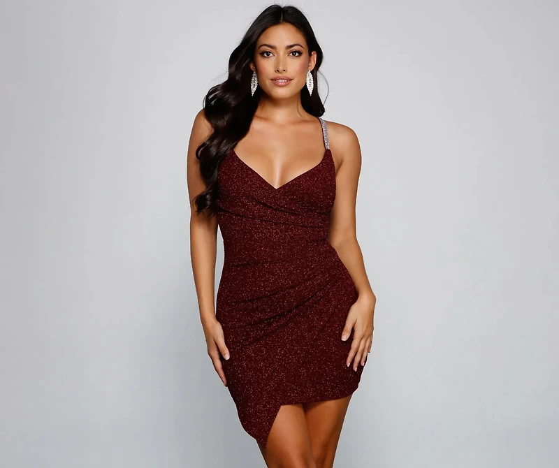 Dazzle And Glow Glitter Rhinestone Mini Dress