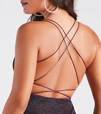 Wow Factor Glitter Strappy Mini Dress