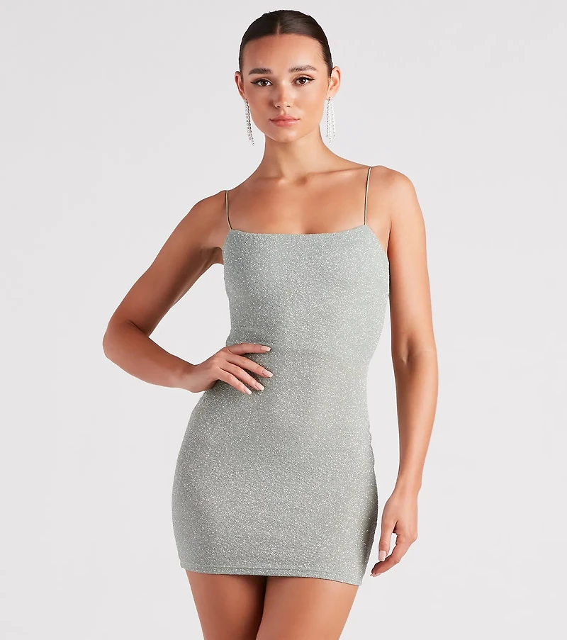 Glow Up Glitter Strappy Back Mini Dress