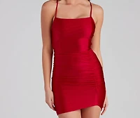 Elevated Glam Ruched Lace-Up Mini Dress
