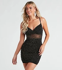 Make It Sparkle Illusion Rhinestone Mini Dress