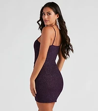 After Hours Glitter Knit Ruched Dress