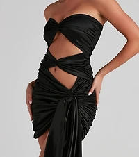 Silky Stunner Mini Dress With Sash