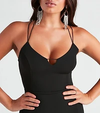 Open Invite Crepe Strappy Dress