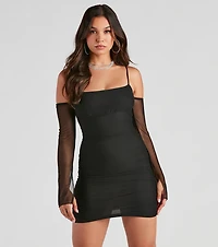 Mesh Affection Cold Shoulder Dress