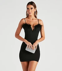 Dreamy Diva Marabou Crepe Dress