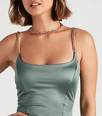 Trendy Details Chain Strap Mini Dress