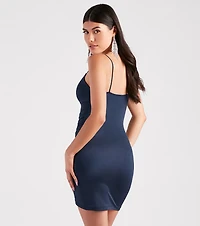 Sleek Satin Pleated Mini Dress