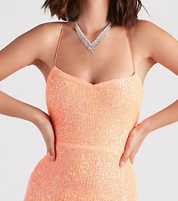 Dazzle Down Sequin Lace-Up Mini Dress