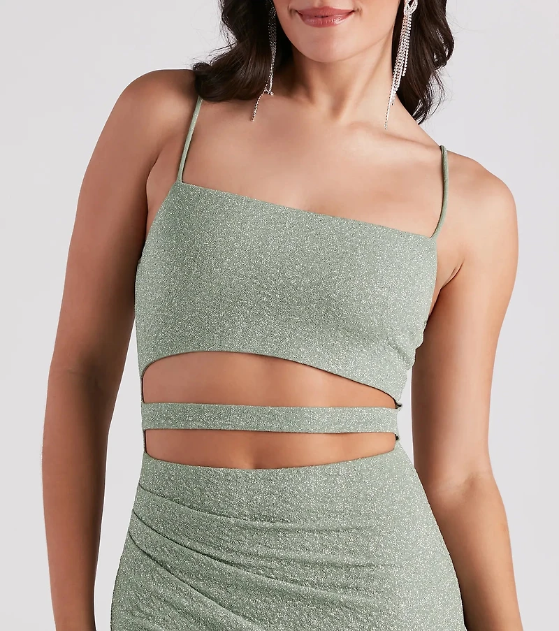 Glowing Night Glitter Cutout Dress