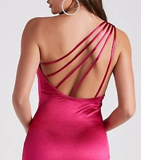 Dancing Satin Strappy Mini Dress