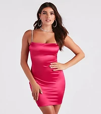 Va Voom Satin Rhine Strap Dress
